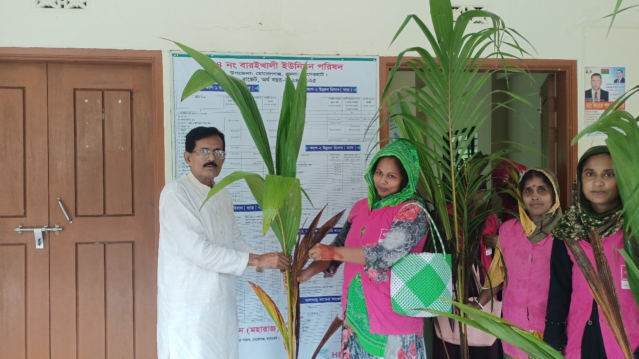 Distribution of High-Quality Kerala Coconut Saplings in South Zone, Bagerhat under SWAPNO-II project (Strengthening Women's Ability and Productive New Opportunities)